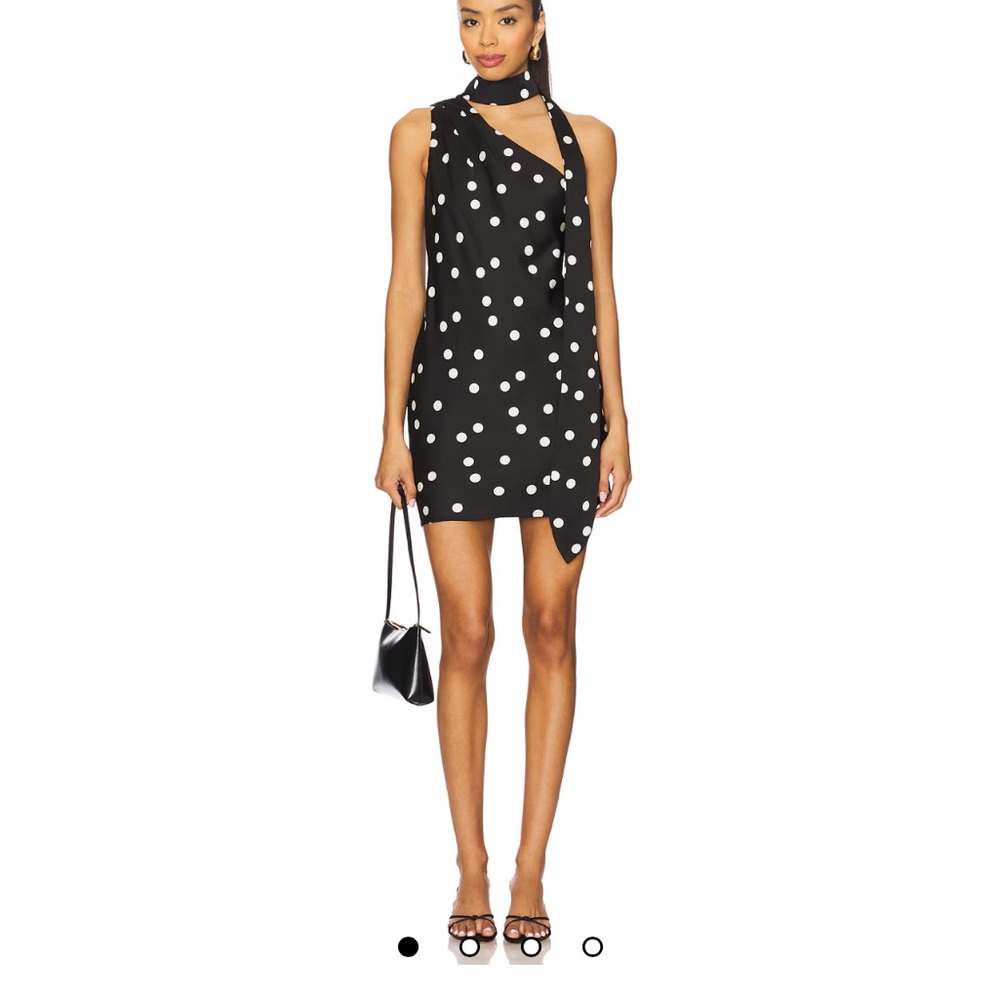 Polka dot mini dress with neck scarf